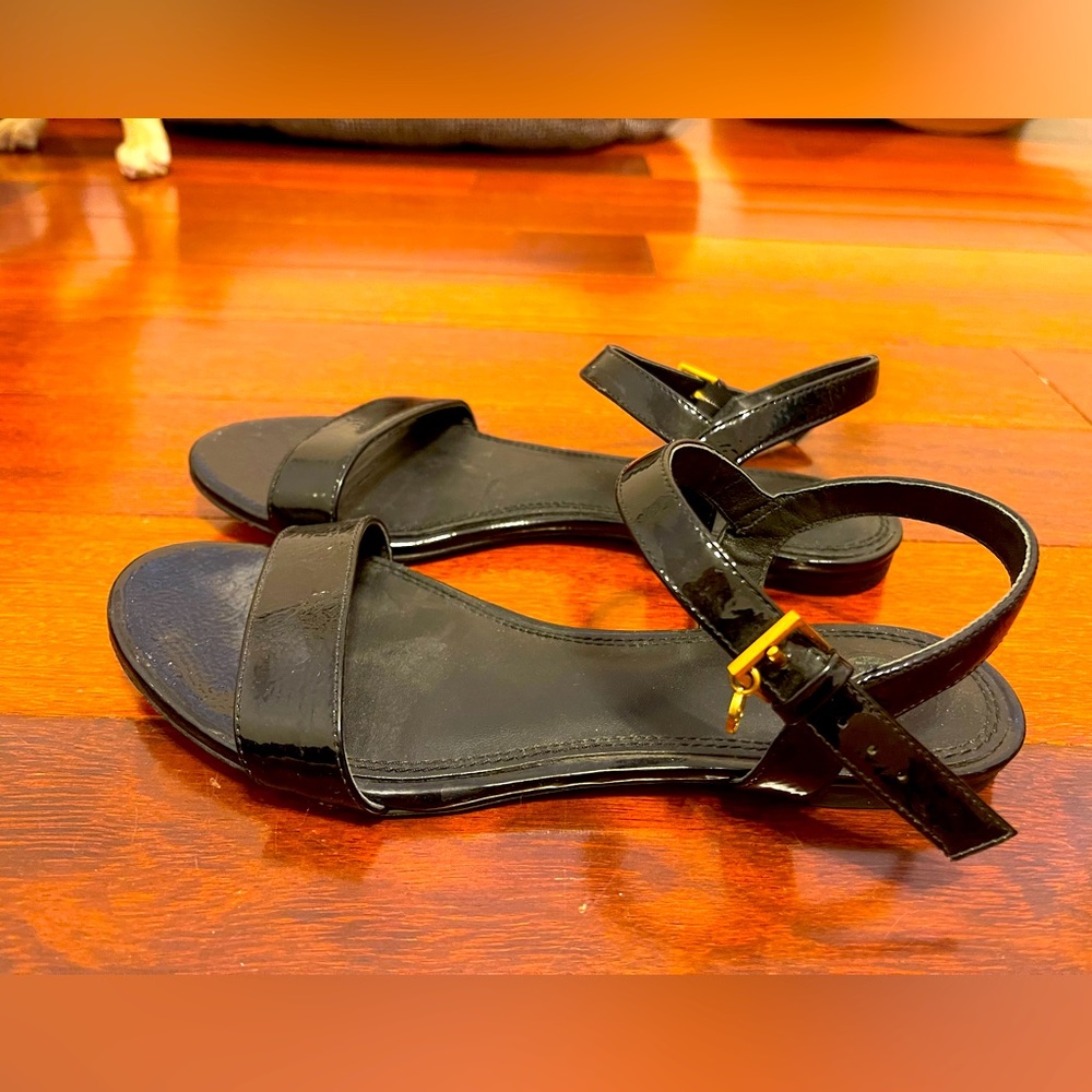 Tory Burch black patent leather sandals